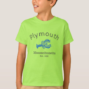 Camiseta de langosta azul Plymouth Massachusetts,