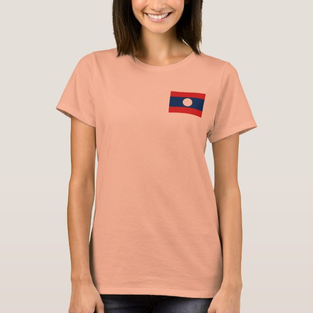 Camiseta de Laos con bandera y mapa (Anverso)