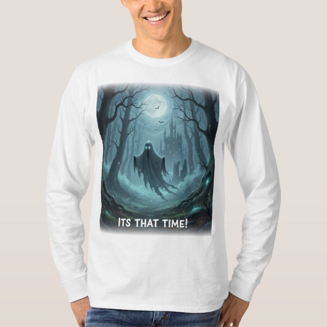 Camiseta De Larga Manga De Fantasma De Halloween (Anverso)