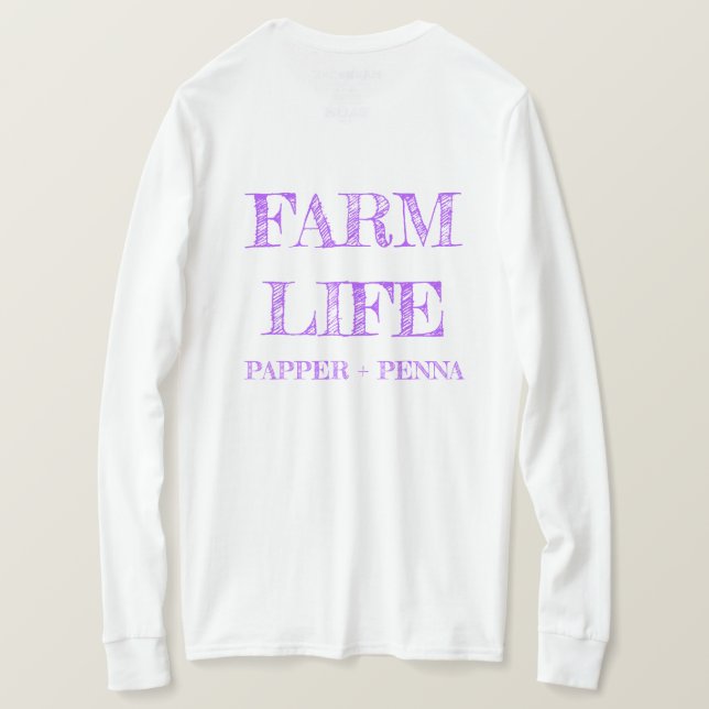 Camiseta De Larga Manga De Granja Púrpura (Reverso del diseño)