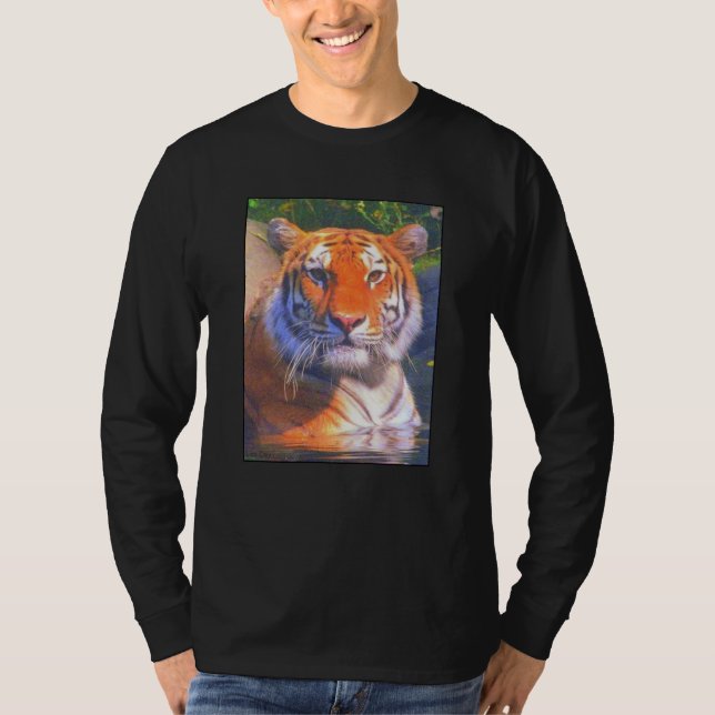 Camiseta de largo alcance para adultos tigre siber (Anverso)