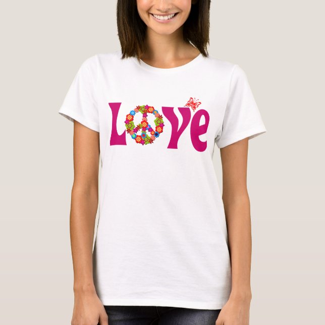 Camiseta de largo envuelta del amor y de la paz (Anverso)