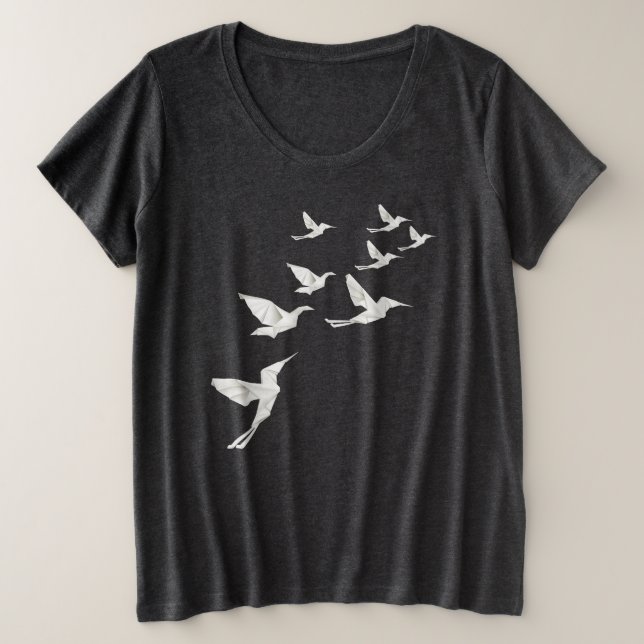 Camiseta de las aves del origami (Anverso del diseño)