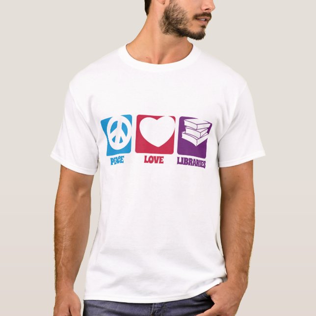 Camiseta de las bibliotecas del amor de la paz (Anverso)