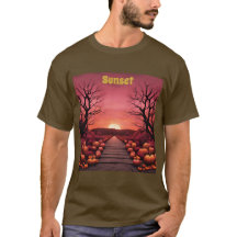 Camiseta de las calabazas del atardecer de otoño