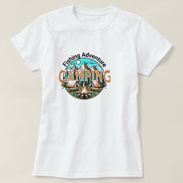 Camiseta de las Damas de Aventura de Pesca/Camping (Diseño del anverso)