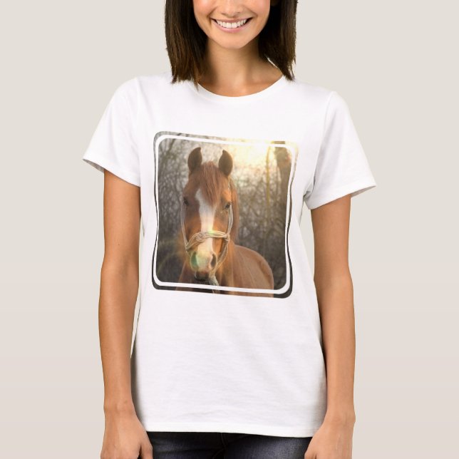 Camiseta de las damas de castaño árabes de caballo (Anverso)