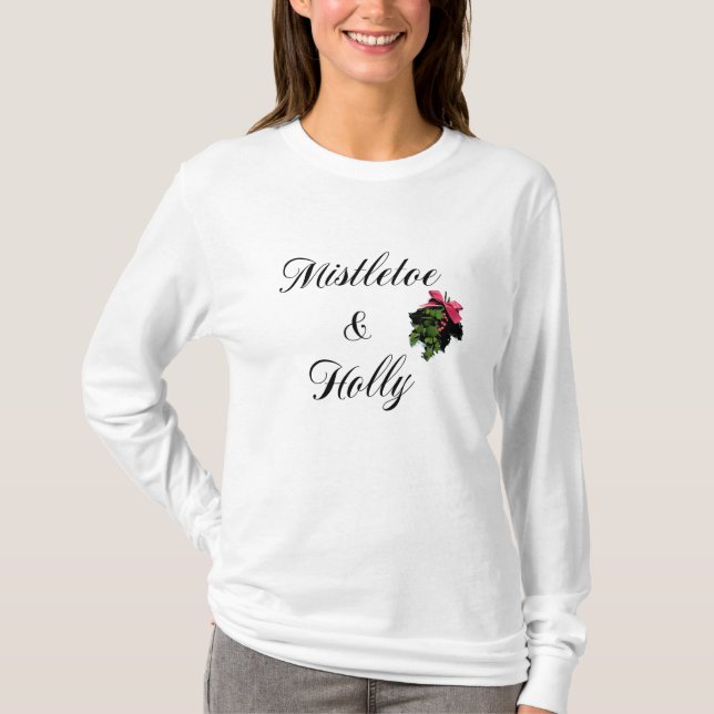 Camiseta de las Damas de Mistletoe y Holly Navidad (Anverso)