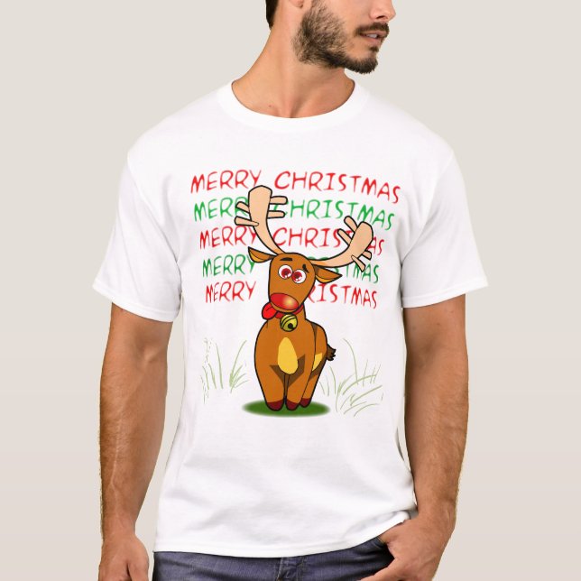 Camiseta de las Felices Navidad del reno (Anverso)