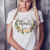 Dé las gracias Watercolor Floral Wreath Acción de