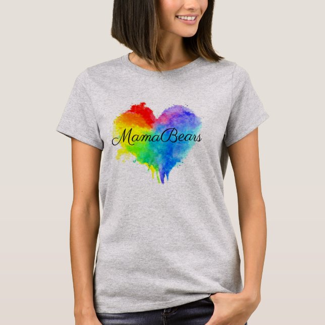 Camiseta de las mamáes del corazón del arco iris (Anverso)