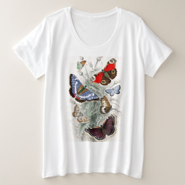 Camiseta DE LAS MARIPOSAS MÁS ALGODÓN DE TAMAÑO (Anverso del diseño)