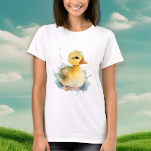 Camiseta de las mujeres con acuarela de pato bebé