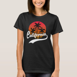 Camiseta de las mujeres de California retro Sunset