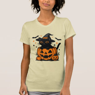 Camiseta de las mujeres de la calabaza negra de ga