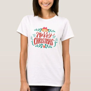 Camiseta de las mujeres de la navidad en el verde 