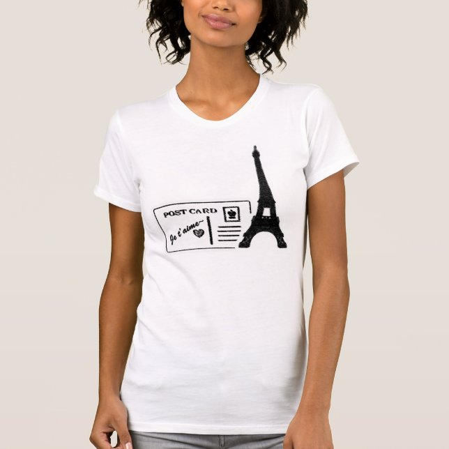 Camiseta de las mujeres de la postal del t'aime de (Anverso)