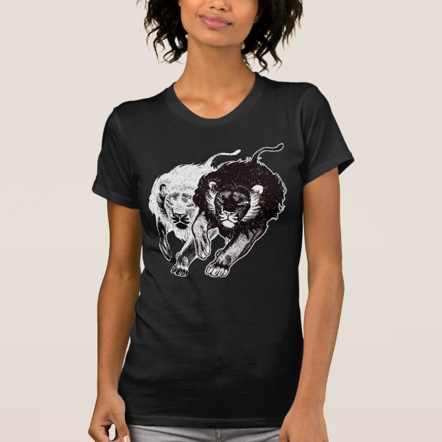 Camiseta de las mujeres de los leones de Yin y de (Anverso)