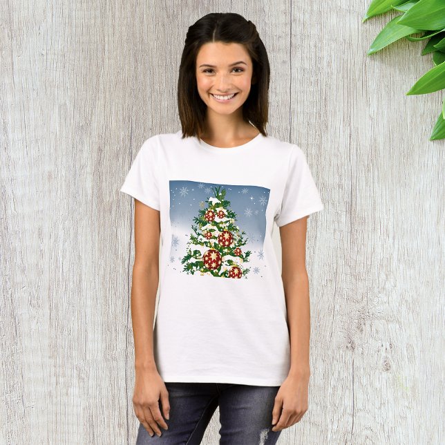 Camiseta de las mujeres del árbol de navidad de in (Subido por el creador)