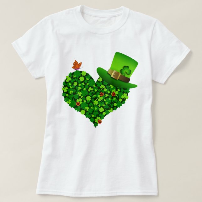Camiseta de las mujeres del corazón de Shamrock (Diseño del anverso)