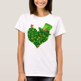 Camiseta de las mujeres del corazón de Shamrock