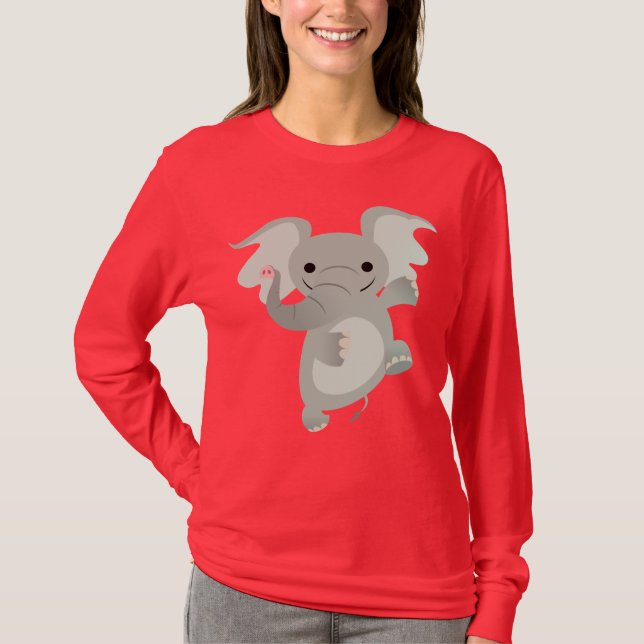 Camiseta de las mujeres del elefante del dibujo (Anverso)