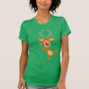Camiseta de las mujeres del reno del navidad del