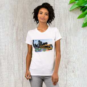 Camiseta de las mujeres del tranvía de la ciudad