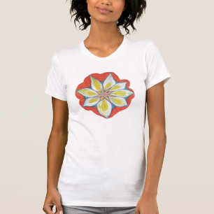 Camiseta de las mujeres floridas a mano de Mandala