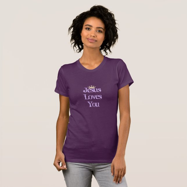 Camiseta de las mujeres: Jesús te ama (Anverso completo)