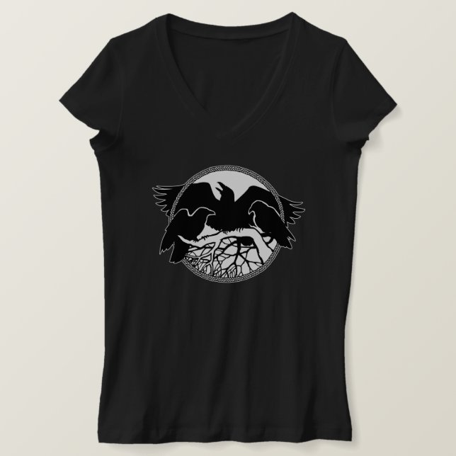 Camiseta de las mujeres Raven Raven Crow Art Ladie (Anverso del diseño)