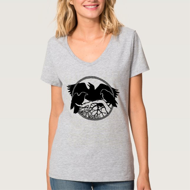 Camiseta de las mujeres Raven Raven Crow Art Ladie (Anverso)