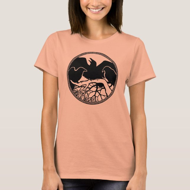 Camiseta de las mujeres Raven Raven Crow Art Ladie (Anverso)