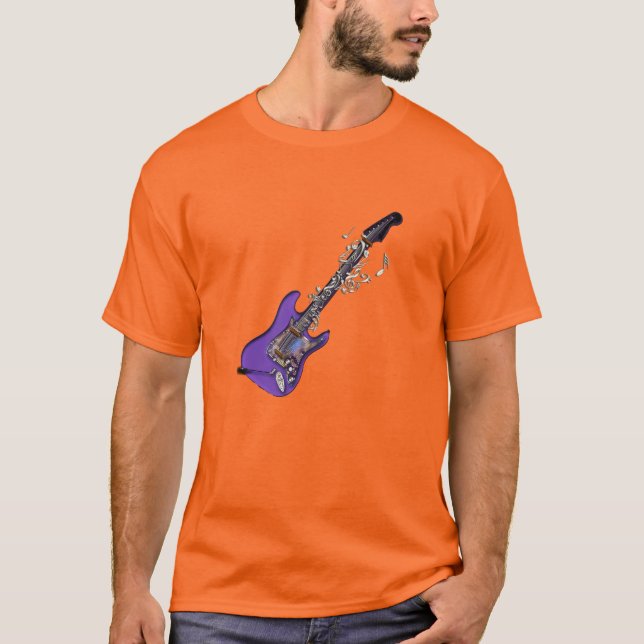 Camiseta de las notas de la guitarra eléctrica y (Anverso)