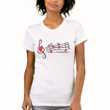 Camiseta de las notas musicales del corazón del
