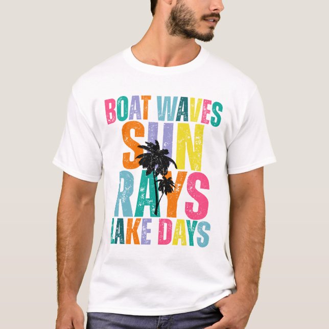 Camiseta de las olas del barco Sun Rays Lake Days (Anverso)