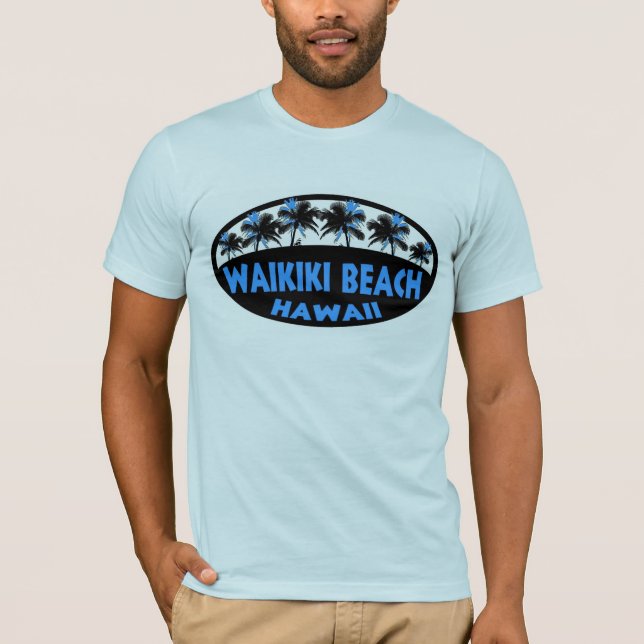 Camiseta de las palmas del negro azul de Hawaii de (Anverso)
