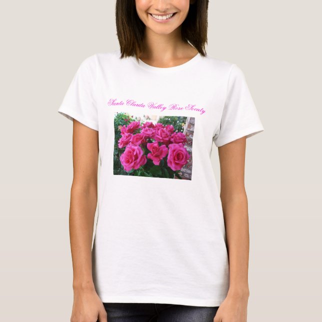Camiseta de las señoras con los rosas rosados (Anverso)