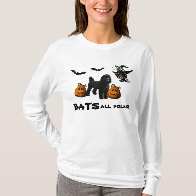 Camiseta de las señoras de Halloween del caniche (Anverso)