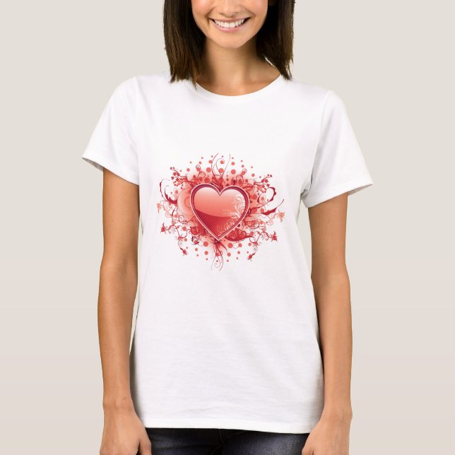Camiseta de las señoras del diseño del corazón de (Anverso)