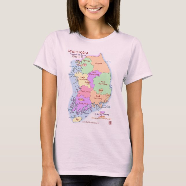 Camiseta de las señoras del mapa de Corea (Anverso)