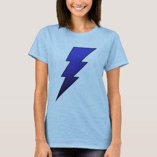 Camiseta de las señoras del rayo del negro azul