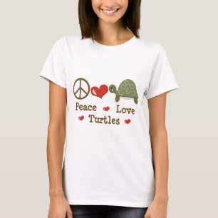 Camiseta de las tortugas del amor de la paz