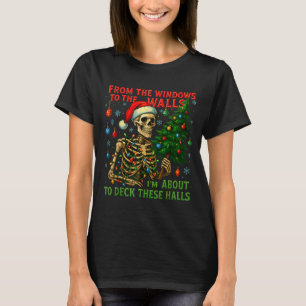 Camiseta De las ventanas a las paredes esqueleto divertido