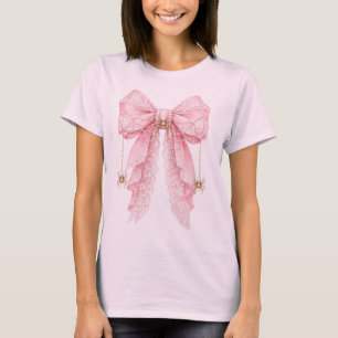 Camiseta de lazo de araña coqueta rosa
