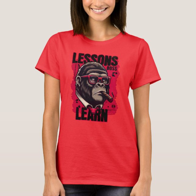 Camiseta de lecciones de jefe de gorila de mujeres (Anverso)
