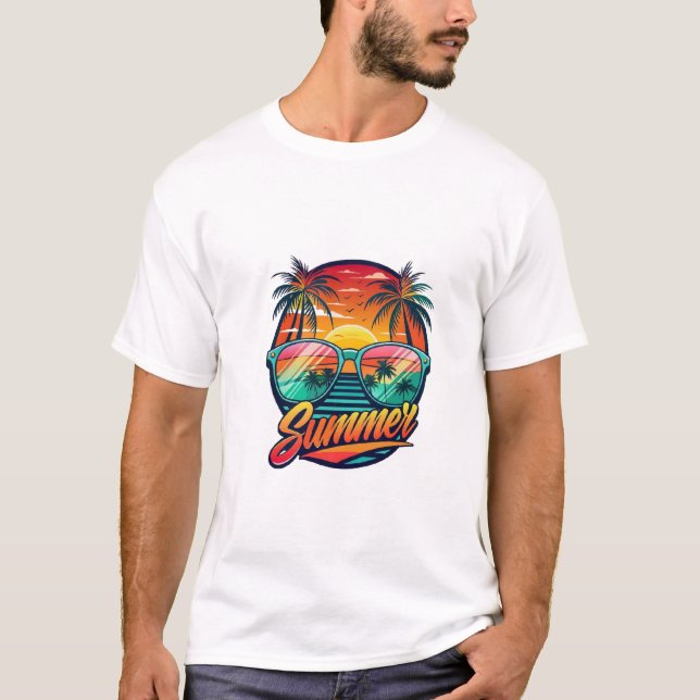 Camiseta de lentes de sol de verano - atardecer tr (Anverso)