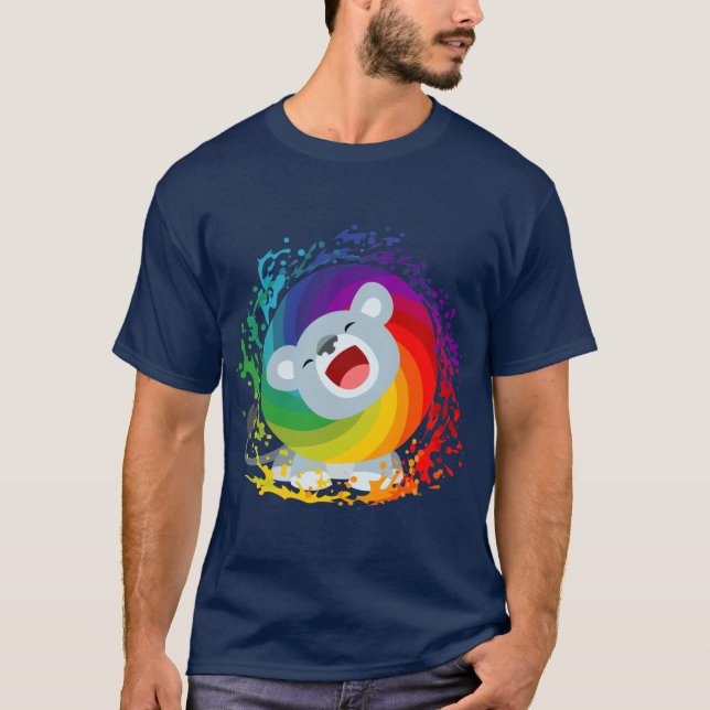 Camiseta de león blanco arco iris Personalizado li (Anverso)