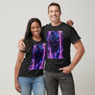 Camiseta de león con arte de línea minimalista VIS