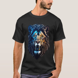 Camiseta de león con tinta - Diseño audaz y llamat